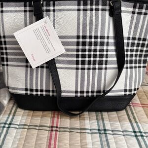 Thirty-One Black and White Checkered Tote